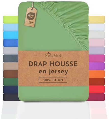 NatureMark Jersey Spannbettlaken, Spannbetttuch 100% Baumwolle in vielen Größen und Farben MARKENQUALITÄT ÖKOTEX Standard 100 | 90 x 200 cm - 100 x 200 cm - Jade