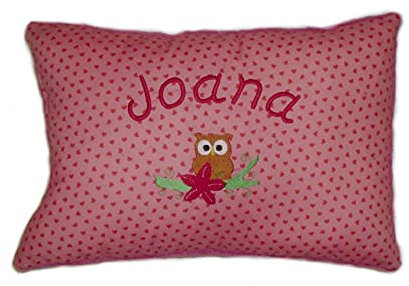 Momelie Rosa Schmusekissen * Kuschelkissen * Eule * mit Namen Bestickt * 17 x 29 cm * SK-pi_0047