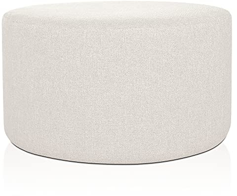 Deshome Pouf Fußhocker Ø 80 cm Made in Italy, Gepolsterter Hocker für Sofa, Wohnzimmer und Schlafzimmer – Puff Venus (Cremeweiß)