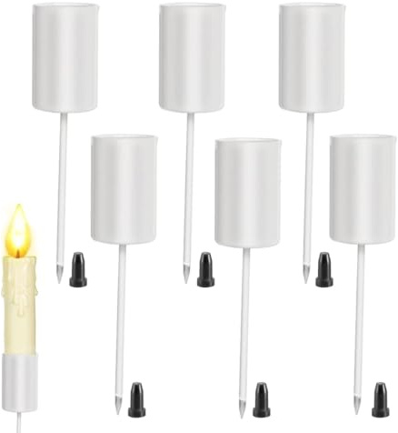 6er Set Kerzenhalter Adventskranz, Stabkerzenhalter Adventskranz weiß, Kerzenstecker Adventskranz, Kerzenhalter Stabkerzen mit Spieß, Kerzenständer Stabkerzen, Kerzenhalter Kranz
