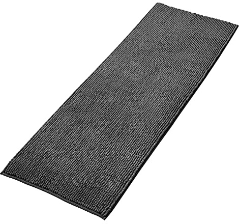 Decomira Tappeto Bagno Antiscivolo in Ciniglia | Tappetino bagno super assorbente, lavabile in lavatrice | Per il bagno, la doccia, la vasca da bagno o come tappetino WC | Antracite - 50x150 cm