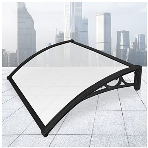 ZXCVBNAS Auvent Marquise De Fenêtre De Porte, Auvent pour Porte D'entrée,Auvent De Porte Aluminium,Verre Polycarbonate Transparent,Auvent De Porte Et Fenêtres Incurvé,80x120cm/32x48in