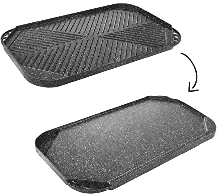 KASANOVA Piastra grill antiaderente I Giganti, doppia superficie 50x27 cm per forno e fornelli