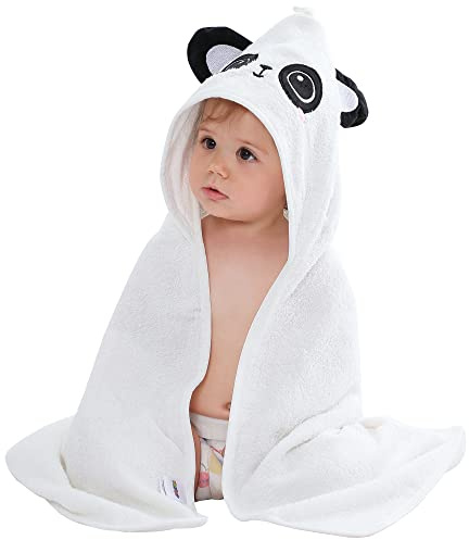 COOKY.D Bambus Kapuzen Badetuch Kleinkind Reisedecke Jungen Mädchen Tier Bademantel Panda 75x75cm