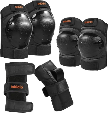 Inkidio Knieschoner für Kinder, Jugendliche, Ellenbogenschützer, Schutzausrüstung, ideal für Rollschuhe, Inline-Skating, Skateboard, Roller, Reiten, Radfahren, Sport