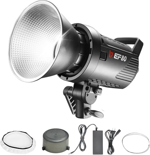 JINBEI EF-80 Luce Led COB con controllo APP 80W CRI>97 Montaggio Bowens 9 Effetti di Luce a Uscita Continua per Studio Illuminazione Fotografica Registrazione Video