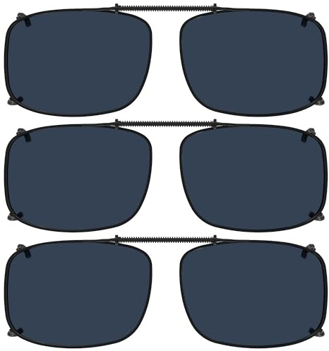 Eyekepper Wide Lens 3-pack Clip-on Polarized Sunglasses Grey Lens 57 * 39MM