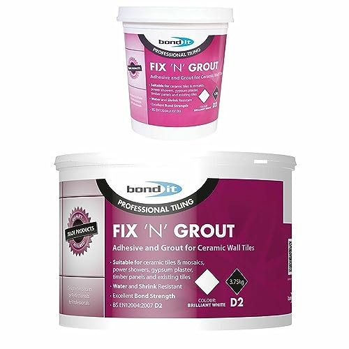 Bond It 1.5/3.75kg Fix N Grout D2 Mixed Tile Adhesive Internal For Showers & Wet Fixing Grouting Ceramic Tiles (3.75)