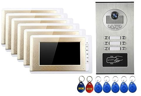 Sonnette sans Fil Caméra RFID D'interphone Vidéo Couleur Filaire Maison 7 ''avec 6/4/3/2 Moniteur Vidéophone for Appartements pour Le Bureau de l'école à Domicile (Size : D KIT)
