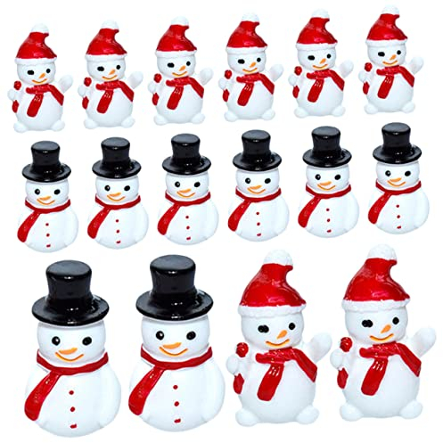 NOLITOY 20stücke Mini Schneemann Figuren Aus Robustem Harz Niedliche Weihnachtsdeko Miniatur Für Diy Micro Landschaft Als Weihnachtsdeko Wohn Bastelbedarf Je Mit Schwarzem Und Rotem Hut
