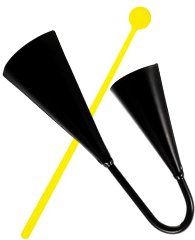 Doppelte Kuhglocken Kleines Schwarz Eisen Musikinstrument Weihnachten Party | Holzhammer Inklusive, Kompakte Bauweise, für Draußen und Klingel, Robuste Verarbeitung
