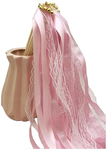 Wedding Wands Hochzeit Zauberstäbe mit Glöckchen & Spitzeband, 10 Stück | Hochzeit Luftschlangen Deko, Feenstab mit Glocke und Spitze Bändern, Für Hochzeit, Geburtstag, Party, Feiertagsfeiern