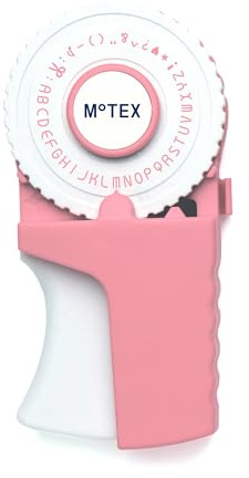Motex Embossing Label Maker, Labeling Tool, Old School Label Maker, for Manual Label Embossing- E-303, (2 Wheels &1 Refill Tape Included, Ready to use) (Rose Pink)