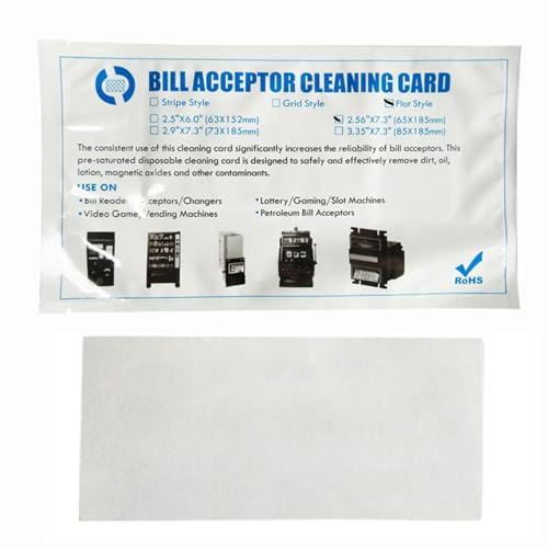 UBICON Presaturated Bill Validator Cleaning Cards, Compatible with All Bill Validators, Readers and Currency Counters - 2.5 by 7.5 (10)
