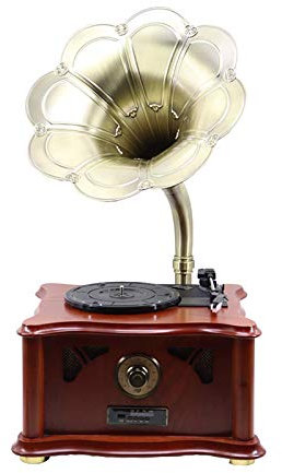 ROLTIN Tocadiscos Tocadiscos Retro Fonógrafo Trompeta Tocadiscos Antiguos Sala de Estar Europea de Madera Maciza para Amantes