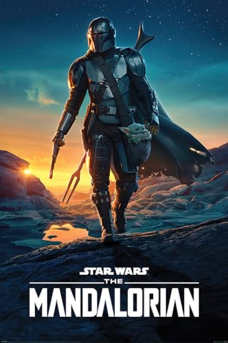 Close Up Star Wars: The Mandalorian - Poster (Nightfall - Mando & Grogu - Sonnenuntergang) (Größe: 61cm x 91,5cm)