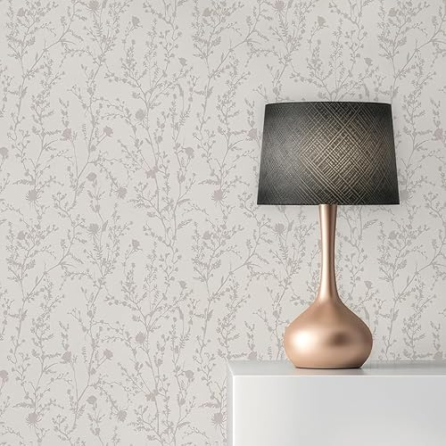 TADESSI Papier peint Lenni Fleurs M1-No.11069 | Non tissé | Blanc | Gris 10,05 m x 0,53 m