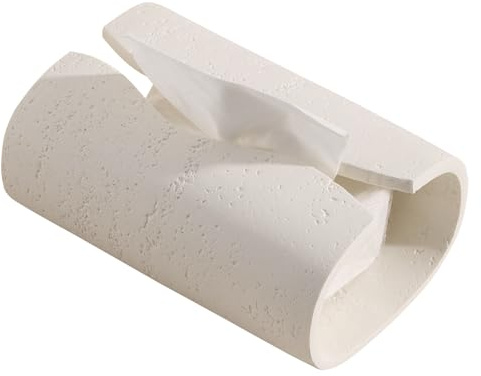 Haocoott Tissue Box Cover Rectangle, Resin Facial Tissue Holder Covers Toilet Paper Holder, Tissue Holders Decorative Paper Dispenser Home Decor for Bathroom Kitchen Bedroom Living Room Office Cream