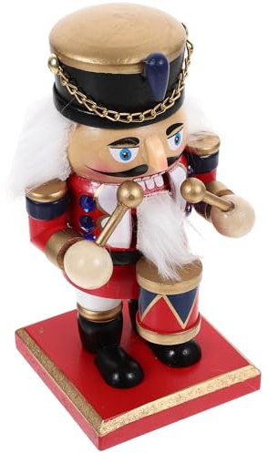 HOLIDYOYO Weihnachts-nussknacker Figur Holz Soldat Rot Mit Trommel Festliche Tischdekoration Für Zuhause Hotel Einzigartiges Weihnachtsornament