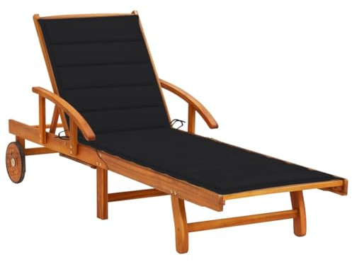 Makastle Gartenliege mit Auflage, Sonnenliege Liegestuhl Relaxliege Garten Liege Saunaliege Gartenmöbel für Poolbereich, Akazie Massivholz