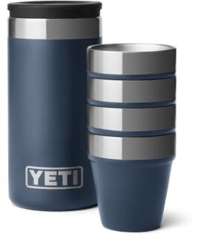 YETI - Set of 4 short shot glasses with carrying case, navy blue