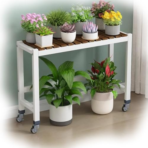 KADEUX Innen Pflanzregal Holz Blumentopf Pflanzenregal, Garten Pflanzenständer Blumenbank, Gartenregal Blumenregal Für Pflanzen(80x26x50cm)