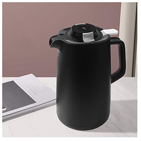 Thermal Carafe Jugs 1.5L with Glass Liner - Portable Vacuum Insulated Pitcher with Temperature Display Lid - Ideal for Coffee, Tea, and Hot Beverages - Double Wall Stainless Steel - Black Color option