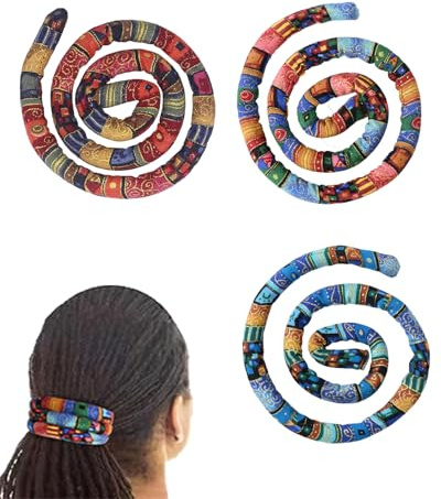 QLEUIFT Spiral Lock Haarbinde Dreadlock, 3 pcs Spiral Lock Hair Tie Dreadlock, Zubehör Dreadlock Haargummi für Frauen und Männer, Dreadlocks Pferdeschwanz Halter für Dickes lockiges Haar, bunt