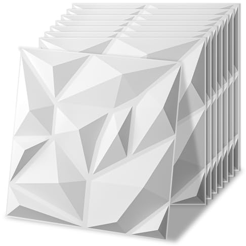 Art3d 100 Pack Decorative 3D Wall Panels, 97 Sq.Feet PVC Interior Wall Decor for Office, Bedroom, Kitchen, 11.8x11.8, White