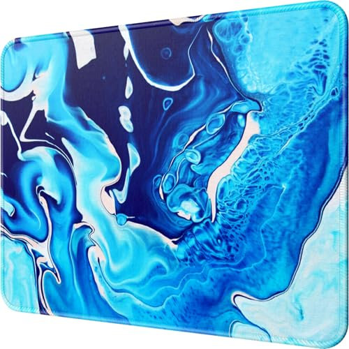 MROCO Mouse Pad [30% Larger] with Anti-fray Stitching, Premium-Textured & Waterproof Computer Mousepad with Non-Slip Rubber Base, Gaming Mouse Mat for Laptop, Office & Home, Blue Waves