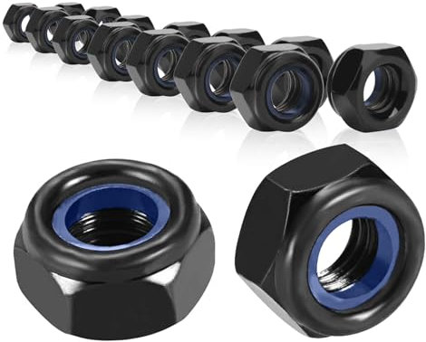 50 Stück Sechskantmuttern M8,Schwarz Sicherungsmuttern,Mutter M8 Stoppmutter,Anti Locker Nylon Selbstsicherndemuttern,Kontermuttern Schraubenmutter m8 Muttern Edelstahl Selbstsichernd Metrisch Gewinde