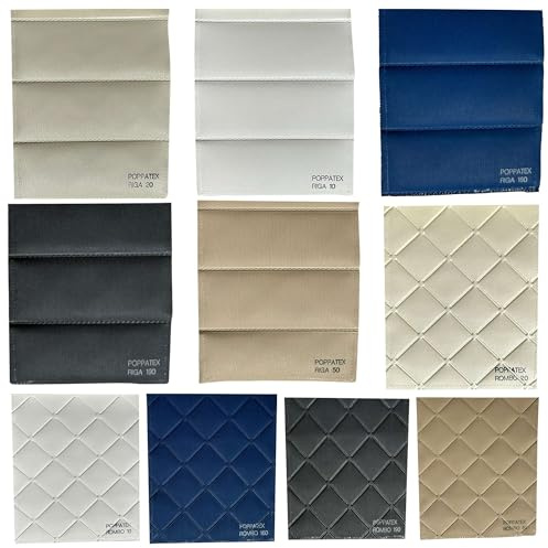 POPPATEX Ecopiel Náutica para Cojinería de Barco Acolchada, Tejidos de Ecopiel por Metro, Altura de Pieza 140 CM. Cuero Sintético Náutico, Similpiel para Tapicería (Blanco - Rayas)