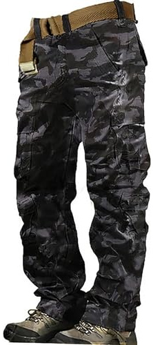 Militär taktisk vardaglig kamouflagebyxor, casual combat camo arbetsbyxor, lätt softshell arbetskläder sweatpant, utomhus camping vandring vattentäta joggingbyxor med flera fickor, Z024mörkgrå, S