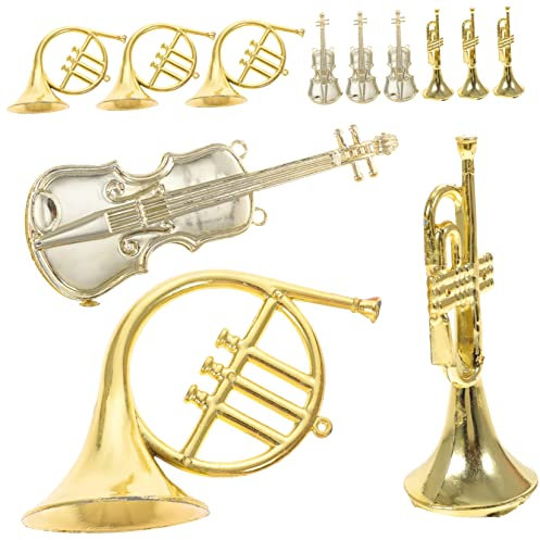 TOYANDONA 12stücke Teiliges Miniatur Weihnachtsbaum-deko Aus Kunststoff Leichte Violine Gerade Und Gebogene Hörner Xmas-Dekoration Und DIY-zubehör Für Festliche Bastelprojekte