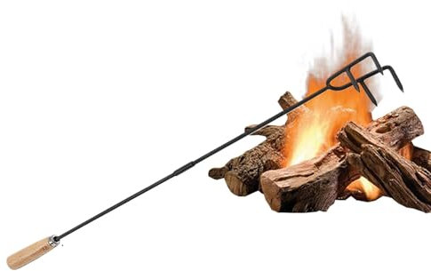 Tisonnier de feu extérieur,Tisonnier de feu - Outil de Poker de cheminée Portable - Tisonnier de feu de 33 Pouces avec poignée en Bois pour Foyer, tisonnier de feu de Camp Portable Long, tisonnier de