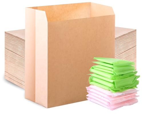500 Pcs Sanitary Napkin Disposal Bags, Feminine Hygiene Disposal Bags Personal Hygiene Products Period Bag for Women Waxed Kraft Paper Tampon Bag for Restroom Bathroom(7.5'' x 10'' x 3.5'')