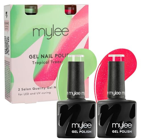 Mylee Gel Nail Polish Duo 2x8ml [Tropical Treasures] - UV/LED Nail Art | Manicure Pedicure, Professional, Salon & Home Use [Spring/Summer 2026] - Long Lasting & Easy to Apply