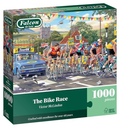 Falcon The Bike Race - 1000 Piece Jigsaw Puzzle for Adults - Cycling Scene | 1000 Pc Adult Jigsaws - Nostalgic, Charming Large Puzzles - Cosy Rainy Day Activity, Christmas & Birthday Gift - 68 x 49 cm