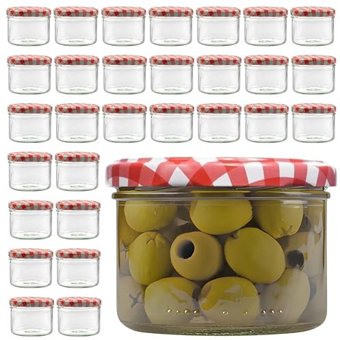 Devitre 30er Set Marmeladengläser 210 ml Einmachgläser mit Deckel und Etiketten