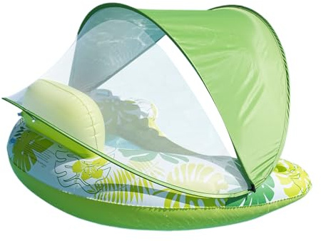 Canopy Island Floating - Galleggiante gonfiabile per piscina, reclinabile, ergonomico, zattera, con portabicchieri, per feste estive in spiaggia, al lago, divertimento all'aperto