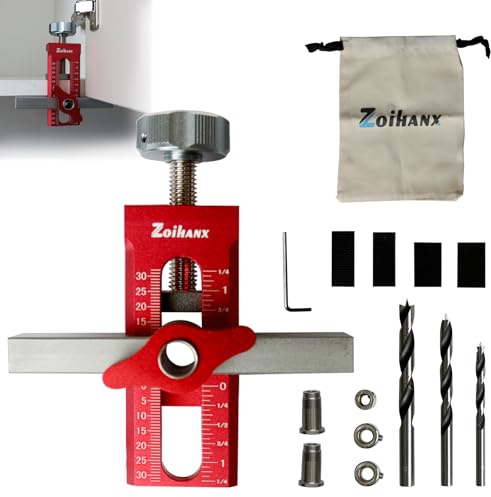 Zoihanx 2-in-1 Cabinet Door Mounting Jig & Rebound Device Tool,Cabinet Hardware Jig with Bag,Fast Positioning Leveling Drilling Cabinet Door Mounting Jig for Most Cabinet Doors with 3 Drill Bits