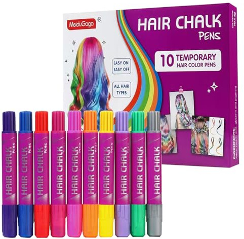 Hair Chalk 10 Color Temporary Gifts Kits Low stimulation Easy Washable Hair Dye Colourful Pens.for Makeup Birthday Gifts Halloween Christmas & Festival Party ﻿