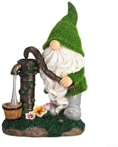 Estatua de gnomo de resina solar para exteriores con iluminación nocturna automática, acento decorativo para jardín y césped