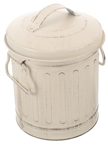Secchio Cenere da Stufa in Ferro Beige con Coperchio, Capiente | Secchio Metallo, Uso Domestico Interno per Stufa, Manico Ergonomico, Stile Vintage e Lavorazione Delicata