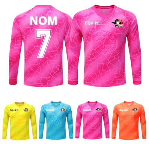 LAIFU Maillot de Gardien de Football Personalisé pour Adultes, Ados et Enfants Choix de Nom, Numéro et Logo