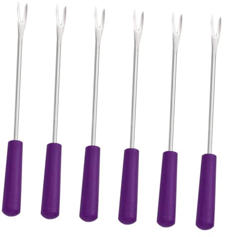 COLLBATH 6 pièces Fourchettes Bbq Inox pour Fondue Fromage Fruits et Maïs Portables et Durables pour Barbecue Extérieur et Pique-