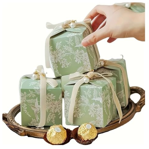 10PCS Hochzeit Pralinenschachtel Party Beste Box Mit Bändern Geburtstag