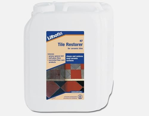 Lithofin KF Tile Restorer 5L – Professional Alkaline Cleaner for Ceramic Tiles – Removes Oil, Grease, Rubber Marks & Polymer Films – Heavy-Duty Concentrate for Victorian & Glazed Tiles