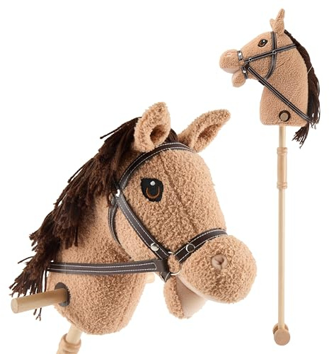 BIECO Cavallo a Bastone Hazel | Hobby Horse Bambini | Cavallo a Rotelle | di Legno | Cavalli Bastone per Bambini | Accessori