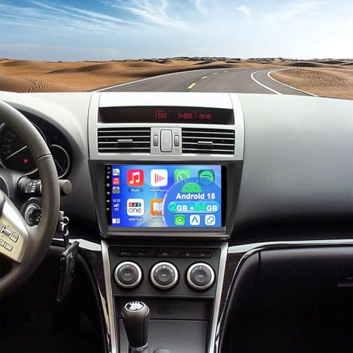Autoradio Stereo per Mazda 6 2007-2012 con wireless Carplay Android Auto | 2+64G 2 Din Android 15 9 pollici Touch Screen Radio Lettore Multimediale con navigazione GPS FM RDS SWC Mirror Link DAB+ WiFi